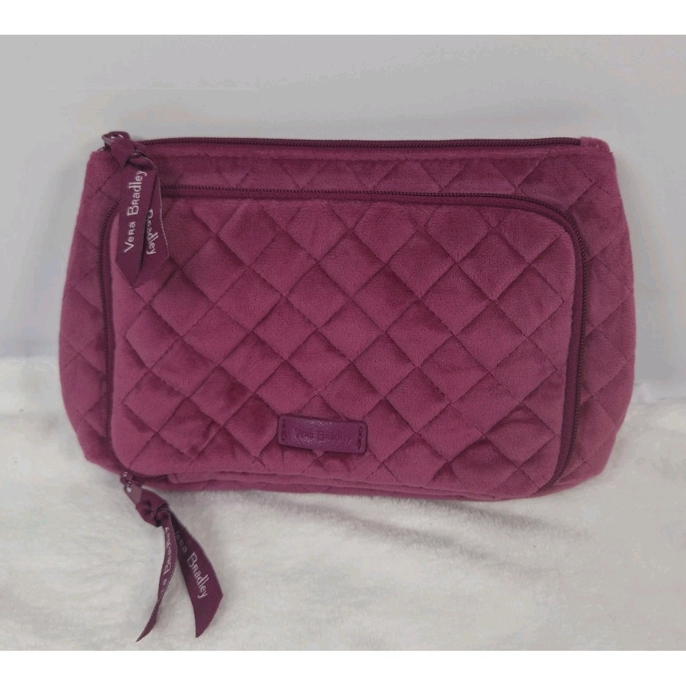 Vera Bradley Compact Organizer Magenta Pink velvet case Makeup Zippered